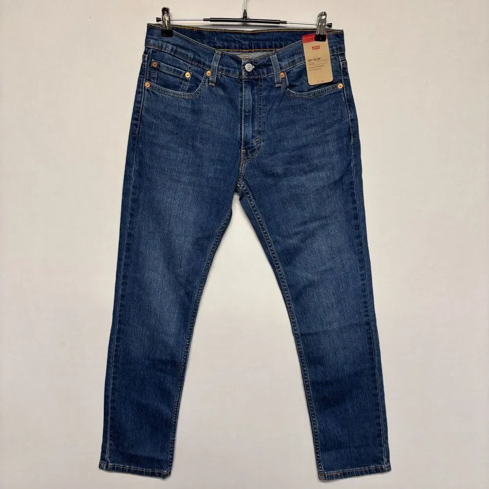 NWT Levi's 511 Slim Fit Jeans Men Size 32x30 Blue Denim Stretch C132 -28